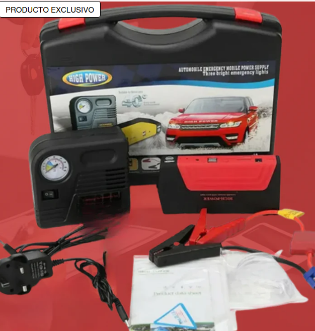 🚗 AutoHero - Kit de desvare tu salvavidas en la carretera 🚗 INICIADOR DE BATERIA, COMPRESOR, POWER BANK Y TE DA LUZ DE EMERGENCIA - Regalo + Envío Gratis + Pague al Recibir
