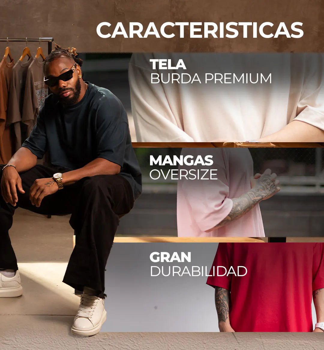 Pack 3 Camisetas Oversize + BONÉ de regalo + Envío Gratis - Transforma tu estilo urbano